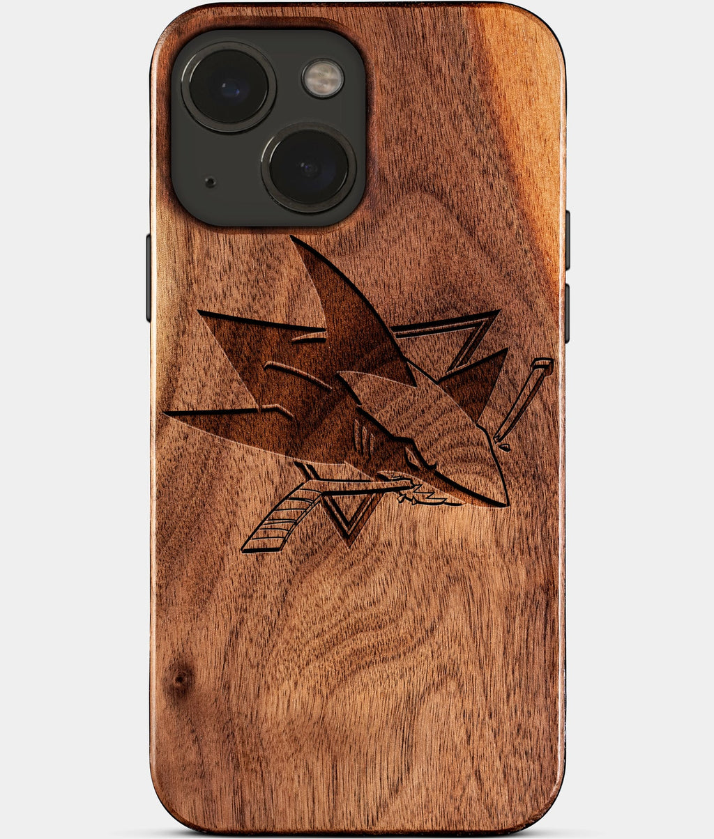 Eco-friendly San Jose Sharks iPhone 15 Case - Carved Wood Custom San Jose Sharks Gift For Him - Monogrammed Personalized iPhone 15 Cover By Aldergrove & Oak