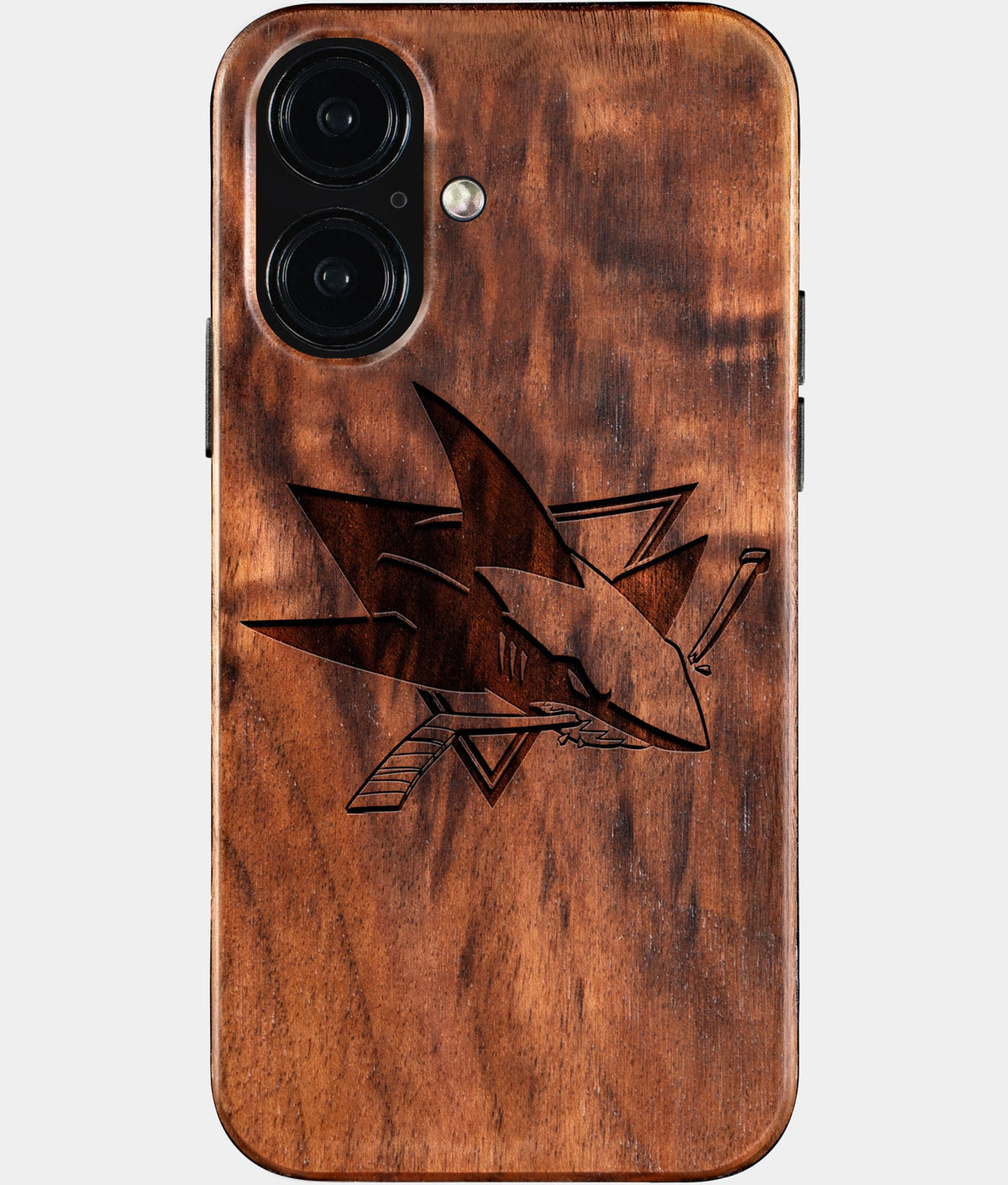 Eco-friendly San Jose Sharks iPhone 16 Case - Carved Wood Custom San Jose Sharks Gift For Him - Monogrammed Personalized iPhone 16 Cover By Aldergrove & Oak