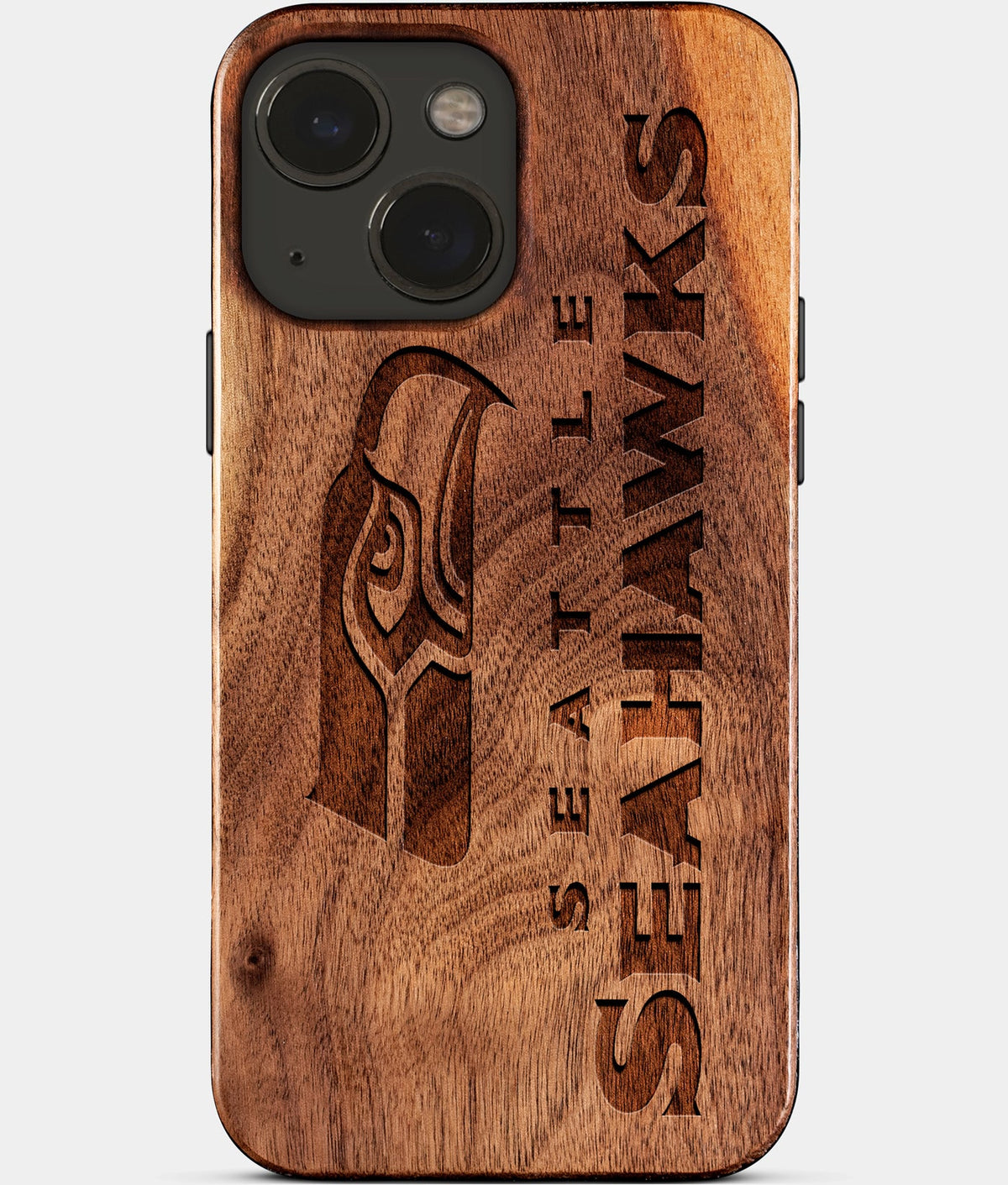 Eco-friendly Seattle Seahawks iPhone 15 Case - Carved Wood Custom Seattle Seahawks Gift For Him - Monogrammed Personalized iPhone 15 Cover By Aldergrove & Oak