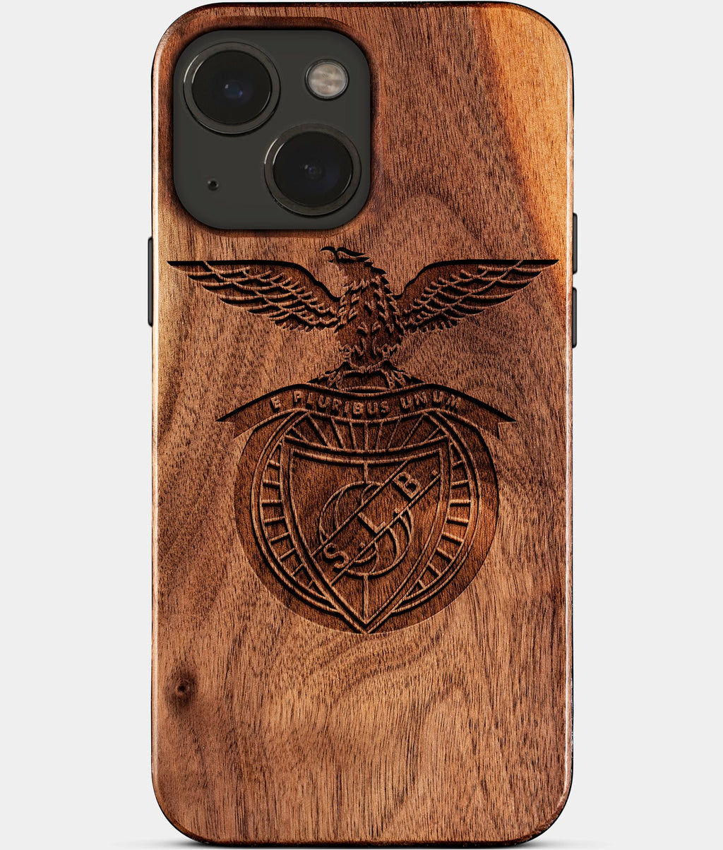 Eco-friendly Sl Benfica iPhone 15 Case - Carved Wood Custom Sl Benfica Gift For Him - Monogrammed Personalized iPhone 15 Cover By Aldergrove & Oak