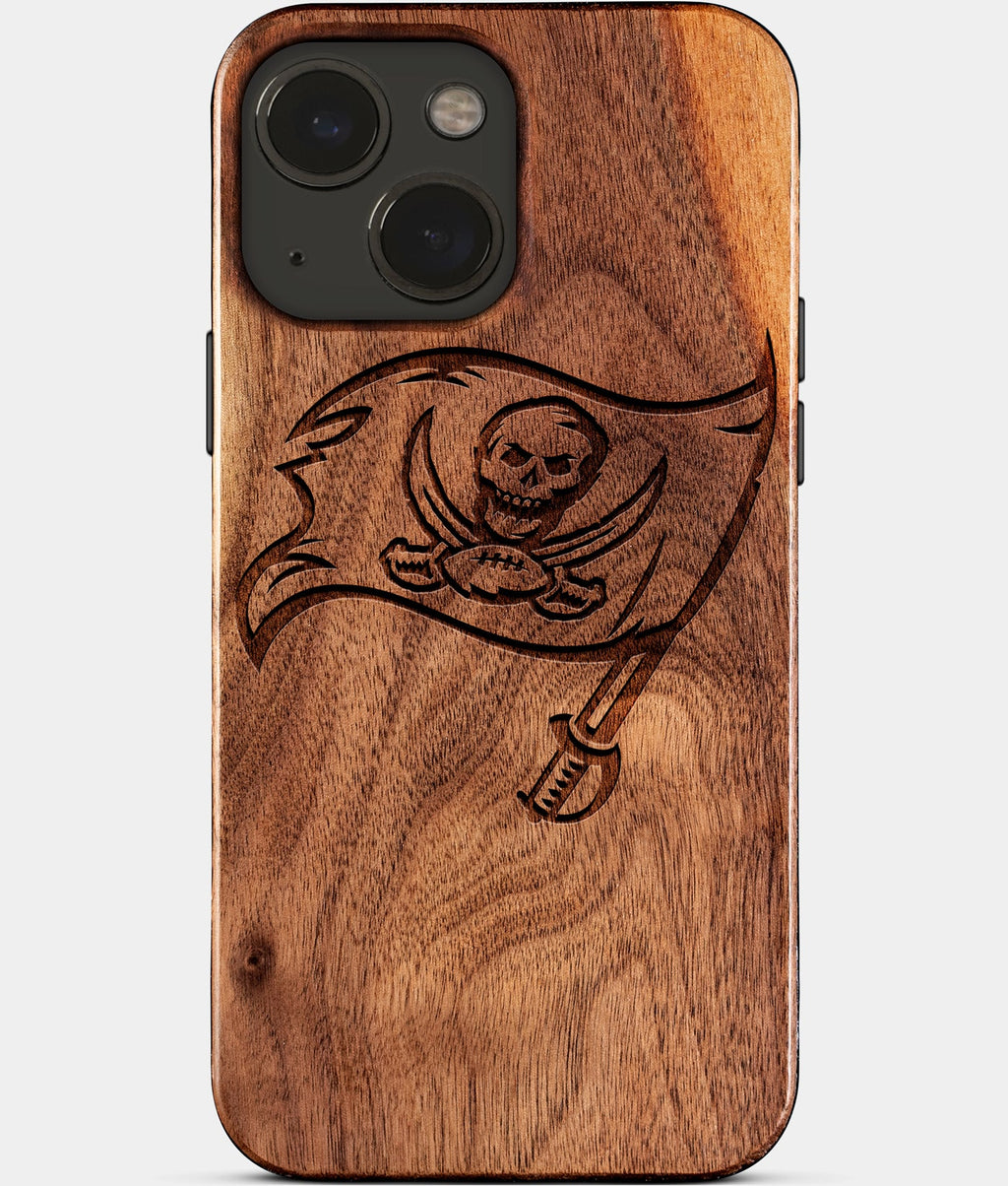 Eco-friendly Tampa Bay Buccaneers iPhone 15 Case - Carved Wood Custom Tampa Bay Buccaneers Gift For Him - Monogrammed Personalized iPhone 15 Cover By Aldergrove & Oak