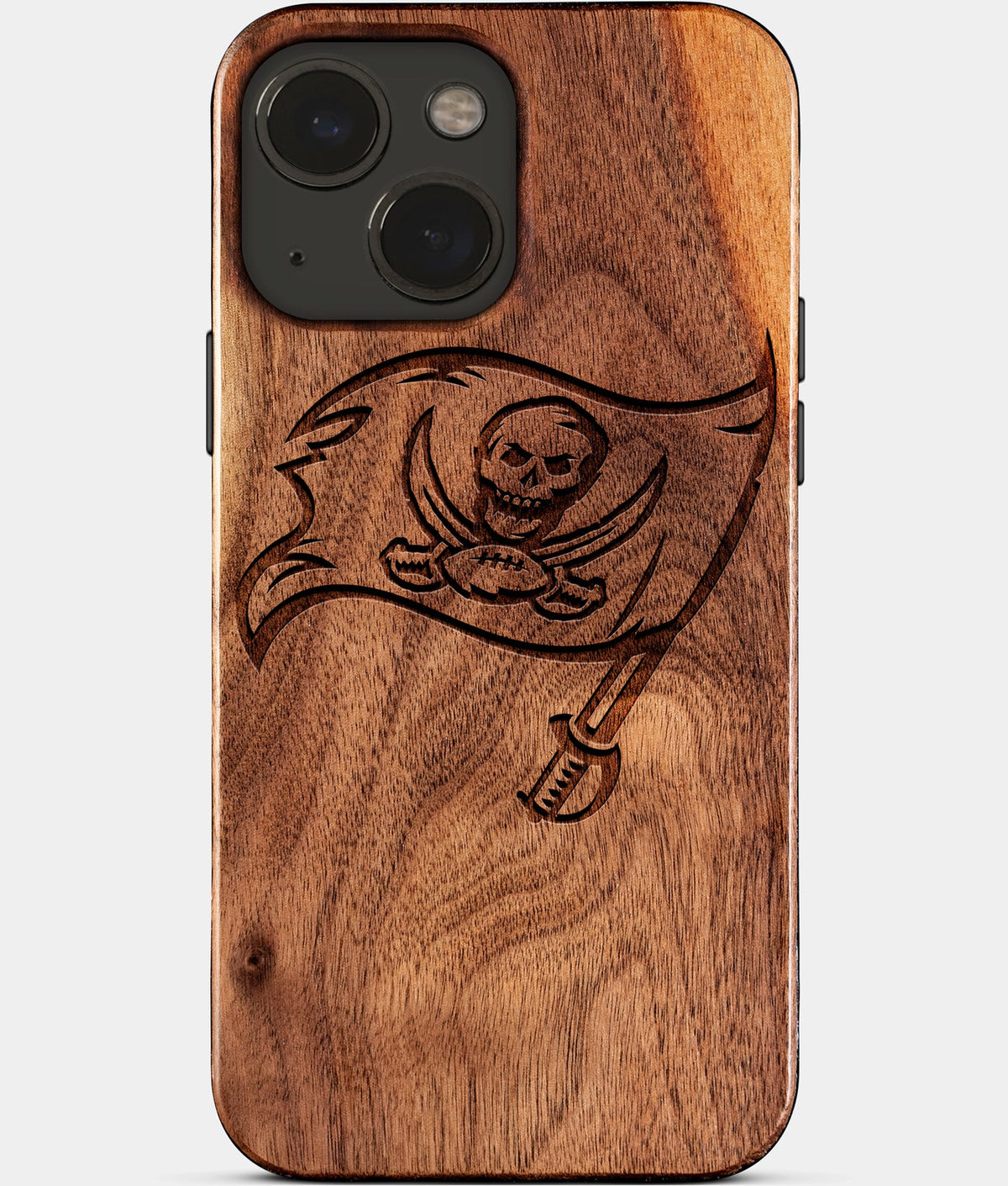 Eco-friendly Tampa Bay Buccaneers iPhone 15 Case - Carved Wood Custom Tampa Bay Buccaneers Gift For Him - Monogrammed Personalized iPhone 15 Cover By Aldergrove & Oak