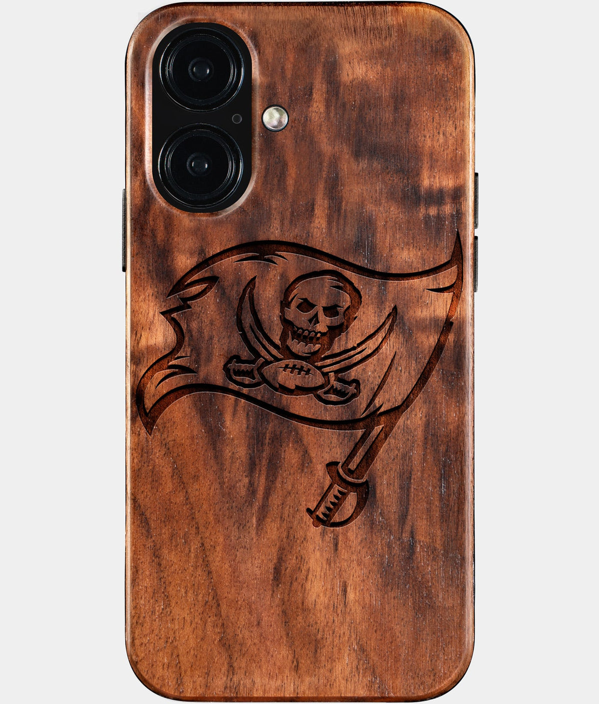 Eco-friendly Tampa Bay Buccaneers iPhone 16 Case - Carved Wood Custom Tampa Bay Buccaneers Gift For Him - Monogrammed Personalized iPhone 16 Cover By Aldergrove & Oak