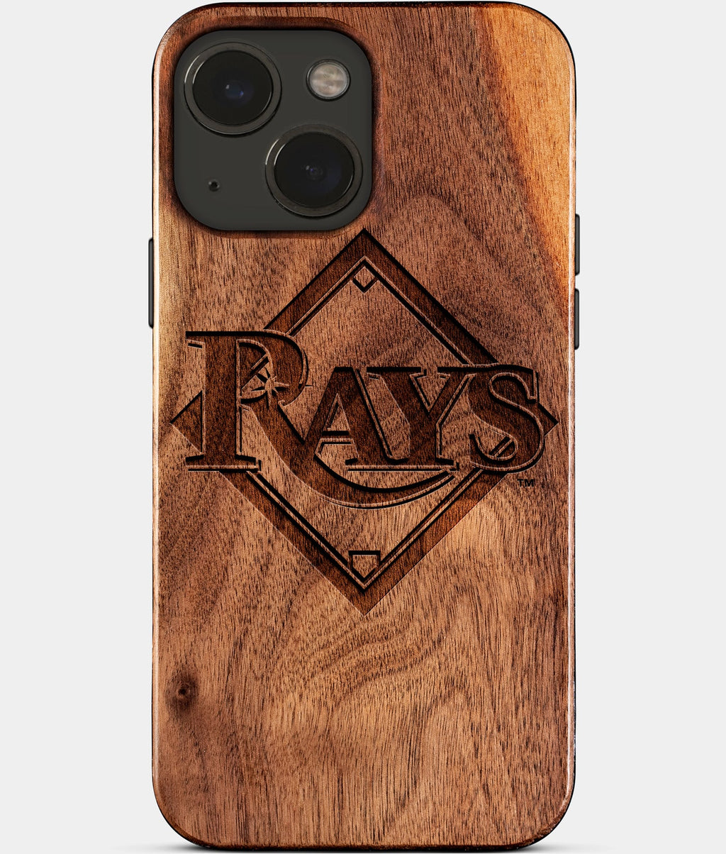 Eco-friendly Tampa Bay Rays iPhone 15 Case - Carved Wood Custom Tampa Bay Rays Gift For Him - Monogrammed Personalized iPhone 15 Cover By Aldergrove & Oak