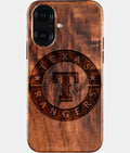 Eco-friendly Texas Rangers iPhone 16 Case - Carved Wood Custom Texas Rangers Gift For Him - Monogrammed Personalized iPhone 16 Cover By Aldergrove & Oak