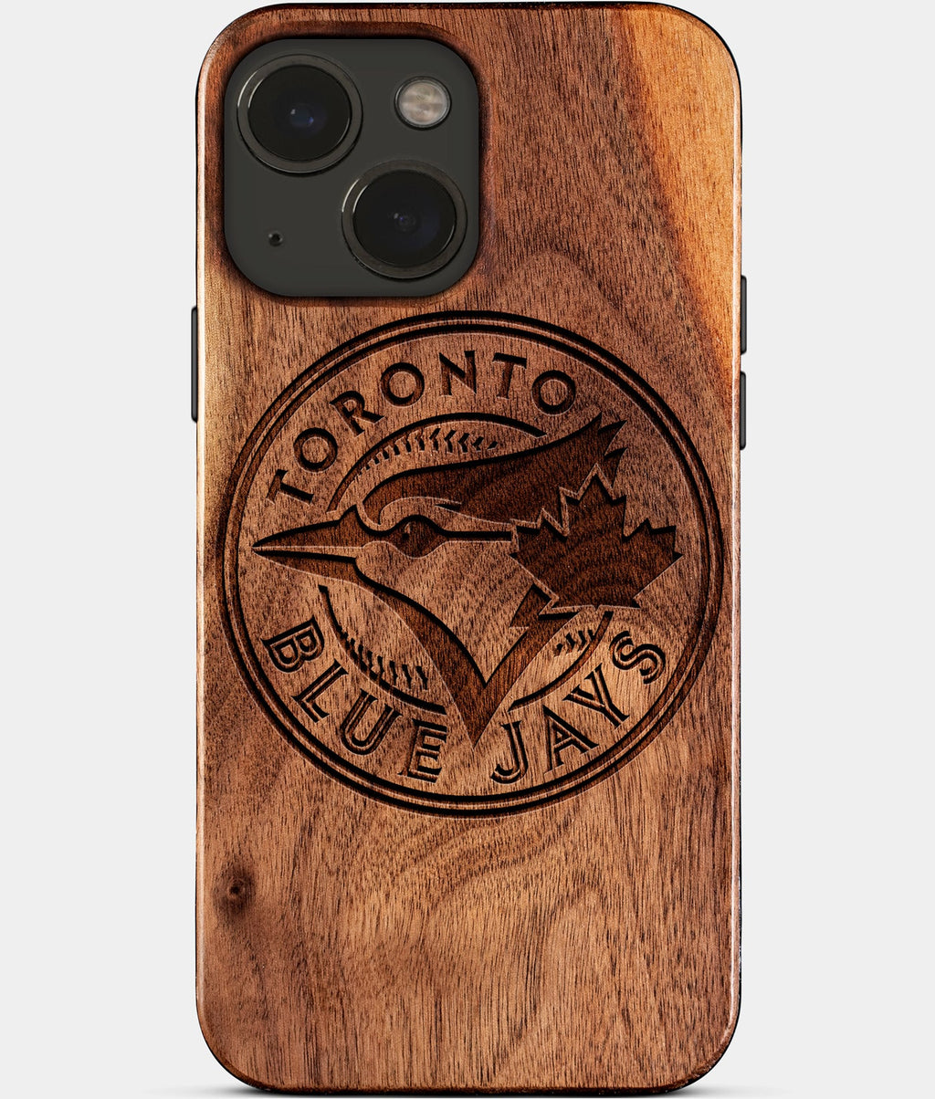 Eco-friendly Toronto Blue Jays iPhone 15 Case - Carved Wood Custom Toronto Blue Jays Gift For Him - Monogrammed Personalized iPhone 15 Cover By Aldergrove & Oak