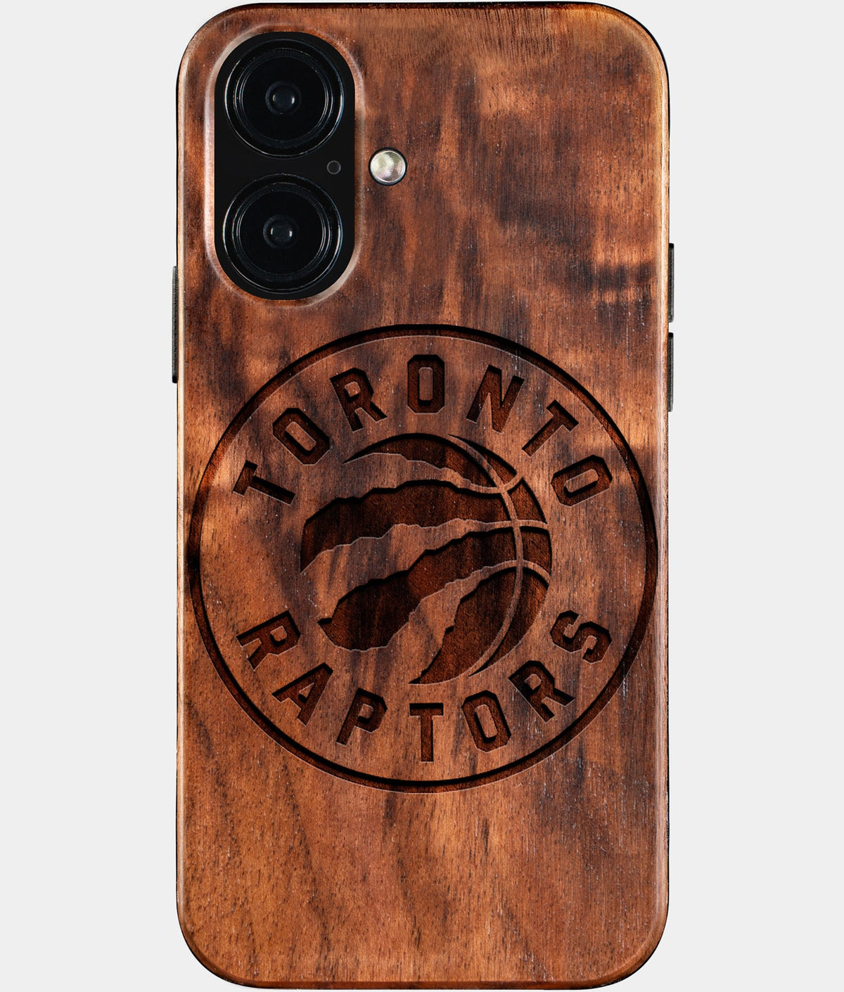 Eco-friendly Toronto Raptors iPhone 16 Case - Carved Wood Custom Toronto Raptors Gift For Him - Monogrammed Personalized iPhone 16 Cover By Aldergrove & Oak