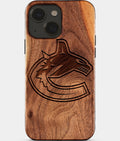 Eco-friendly Vancouver Canucks iPhone 15 Case - Carved Wood Custom Vancouver Canucks Gift For Him - Monogrammed Personalized iPhone 15 Cover By Aldergrove & Oak