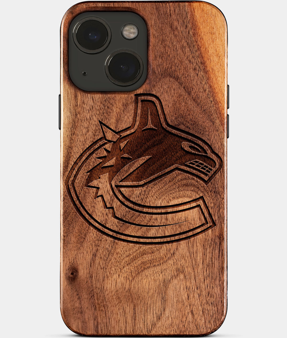 Eco-friendly Vancouver Canucks iPhone 15 Case - Carved Wood Custom Vancouver Canucks Gift For Him - Monogrammed Personalized iPhone 15 Cover By Aldergrove & Oak