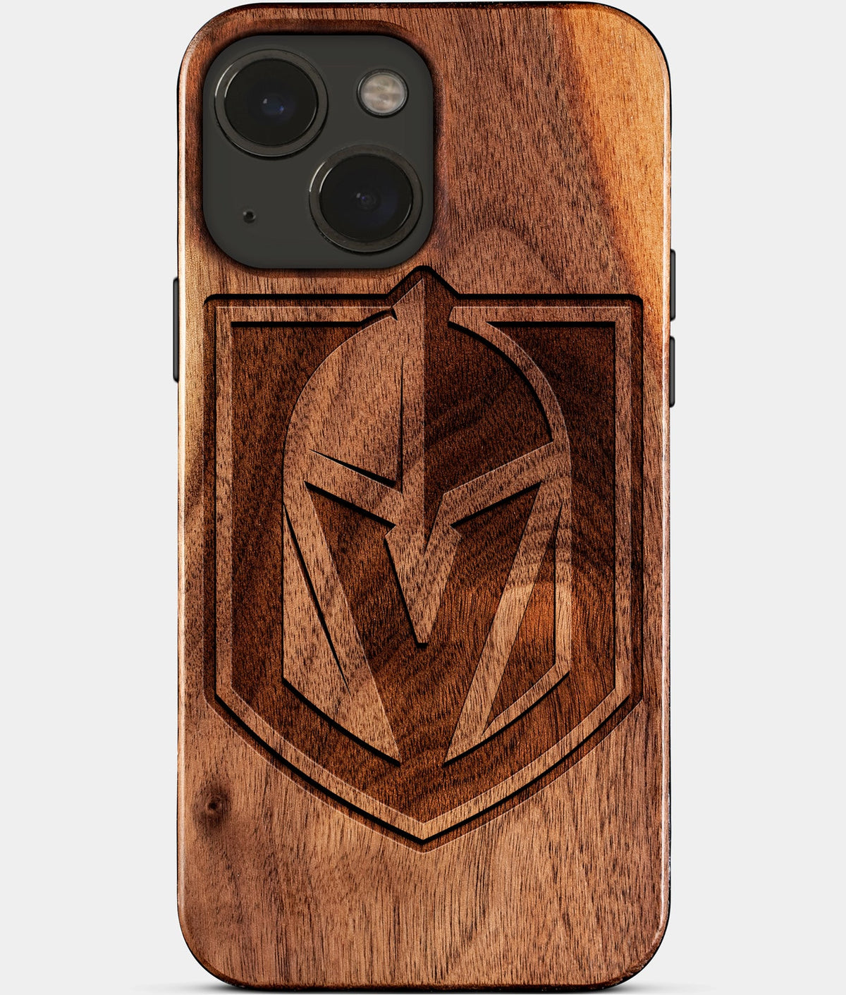 Eco-friendly Vegas Golden Knights iPhone 15 Case - Carved Wood Custom Vegas Golden Knights Gift For Him - Monogrammed Personalized iPhone 15 Cover By Aldergrove & Oak