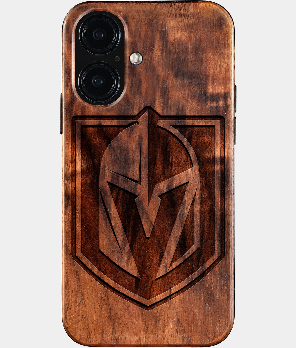 Eco-friendly Vegas Golden Knights iPhone 16 Case - Carved Wood Custom Vegas Golden Knights Gift For Him - Monogrammed Personalized iPhone 16 Cover By Aldergrove & Oak