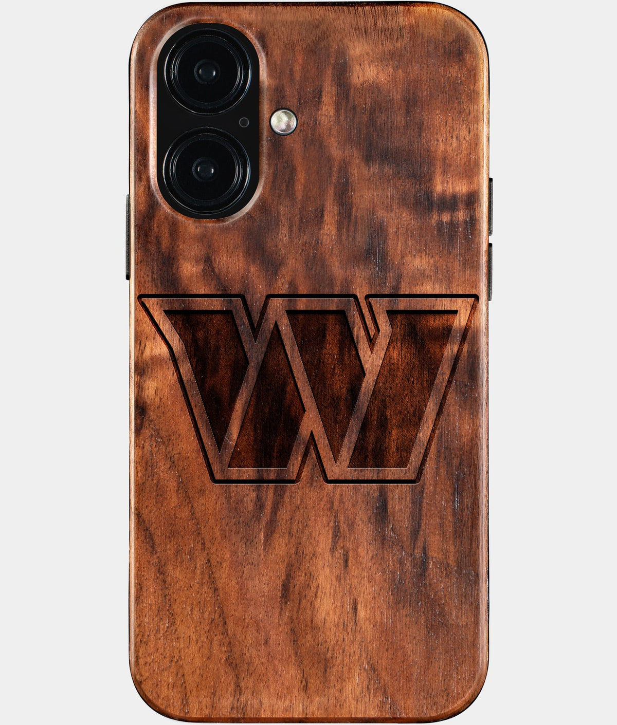 Eco-friendly Washington Commanders iPhone 16 Case - Carved Wood Custom Washington Commanders Gift For Him - Monogrammed Personalized iPhone 16 Cover By Aldergrove & Oak