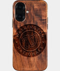 Eco-friendly Washington Nationals iPhone 16 Case - Carved Wood Custom Washington Nationals Gift For Him - Monogrammed Personalized iPhone 16 Cover By Aldergrove & Oak