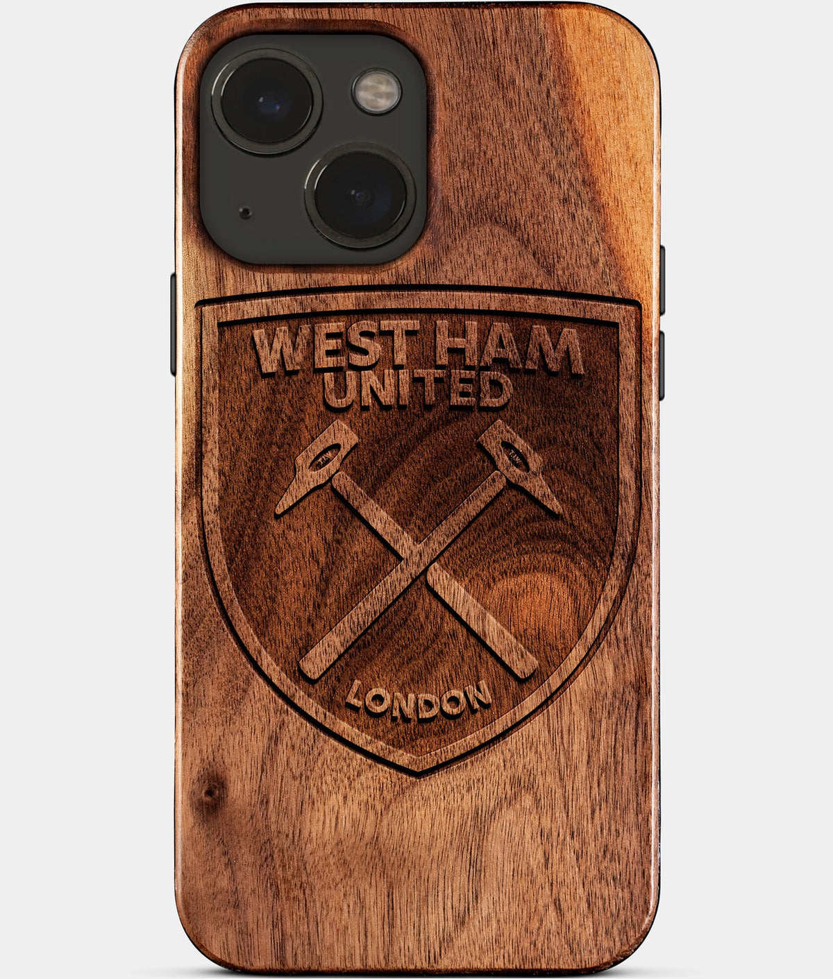 Eco-friendly West Ham United FC iPhone 15 Case - Carved Wood Custom West Ham United FC Gift For Him - Monogrammed Personalized iPhone 15 Cover By Aldergrove & Oak