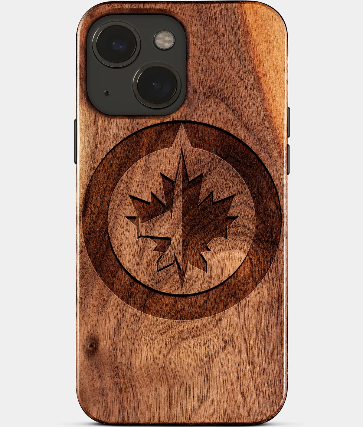Eco-friendly Winnipeg Jets iPhone 15 Case - Carved Wood Custom Winnipeg Jets Gift For Him - Monogrammed Personalized iPhone 15 Cover By Aldergrove & Oak