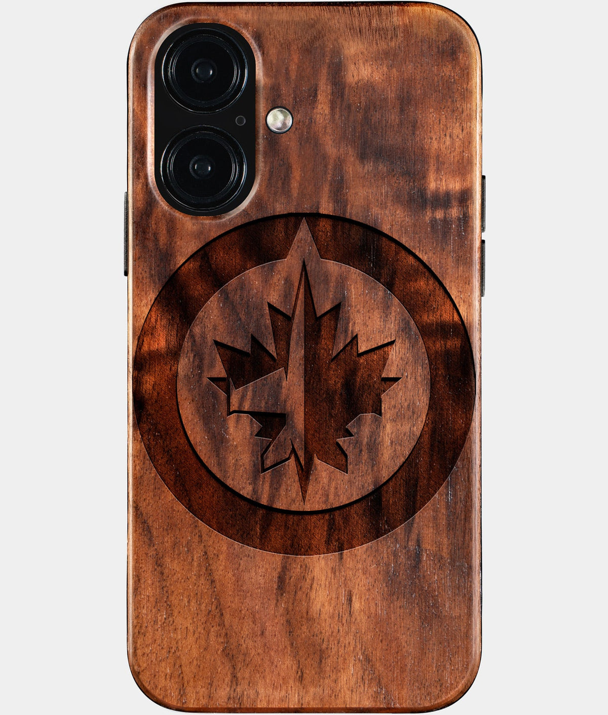 Eco-friendly Winnipeg Jets iPhone 16 Case - Carved Wood Custom Winnipeg Jets Gift For Him - Monogrammed Personalized iPhone 16 Cover By Aldergrove & Oak